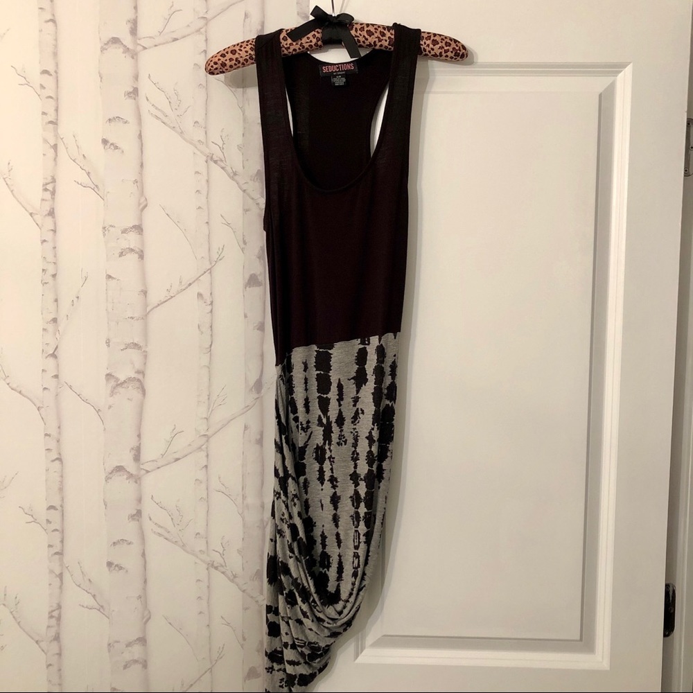 High-Low Grey and Black Patterned Dress